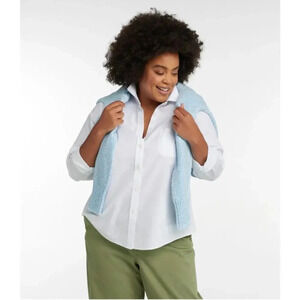 L.L.Bean Women's Wrinkle-Free Pinpoint Oxford Shirt Light Blue Size 2X